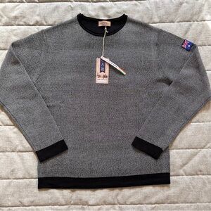 NWT Lorenzo Magni Sweater Mens M Blue White Birdseye Wool Blend Australia Flag